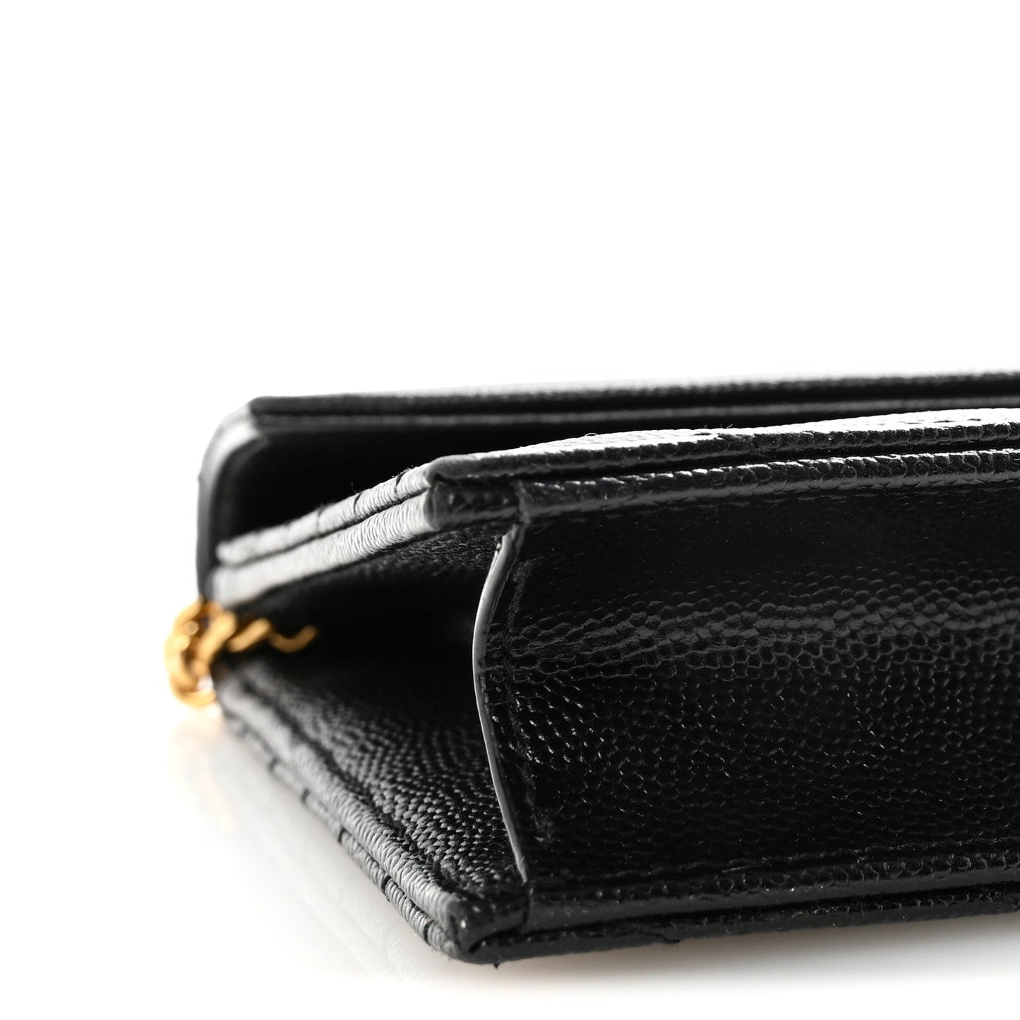Grain De Poudre Matelasse Chevron Monogram Envelope Chain Wallet Black