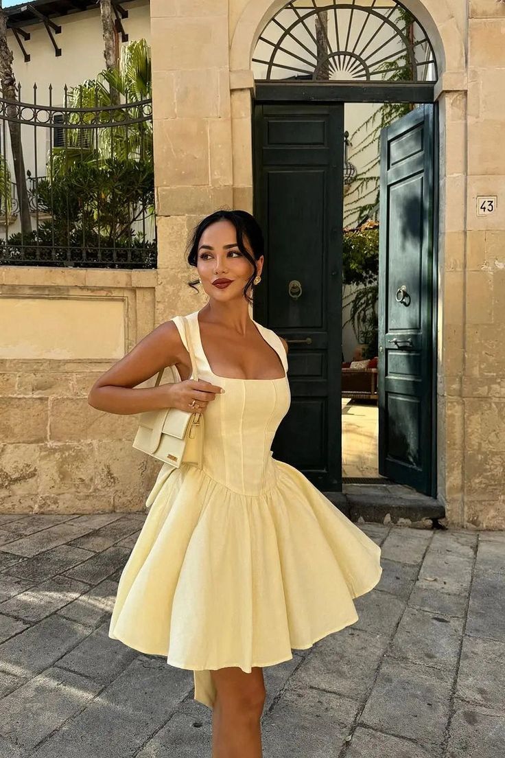 formaldressy-Yellow fashion sweet backless elegant short satin homecoming dress birthday dress gh5268