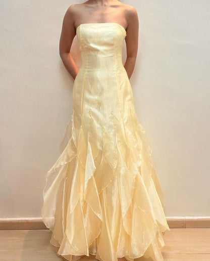 formaldressy--Yellow fashion long tulle prom dress graduation dress gh5526