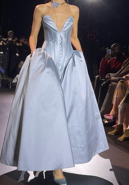 formaldressy-Blue satin fashionable and elegant long prom dress evening dress gh5319
