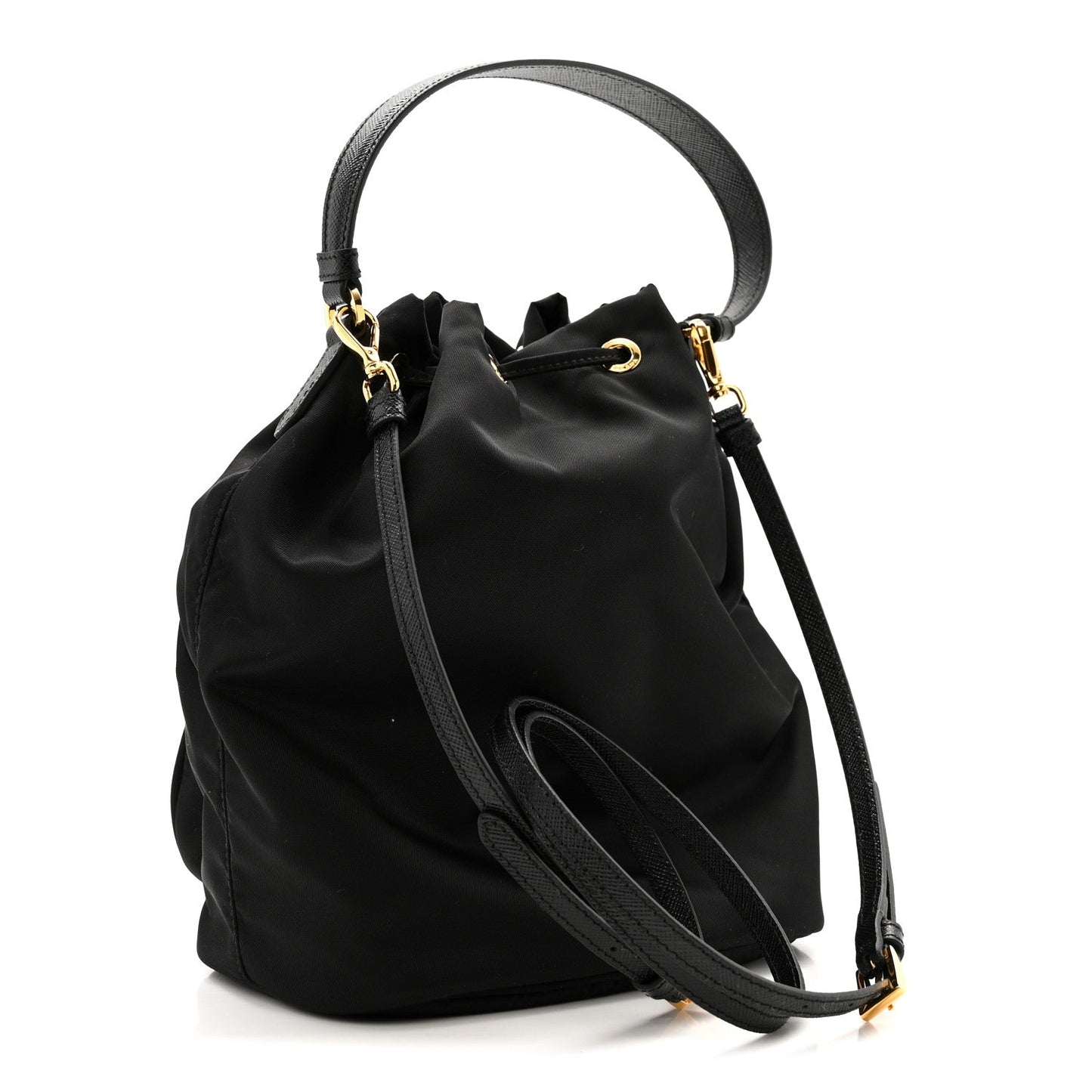 Re-Nylon Duet Drawstring Shoulder Bag Black