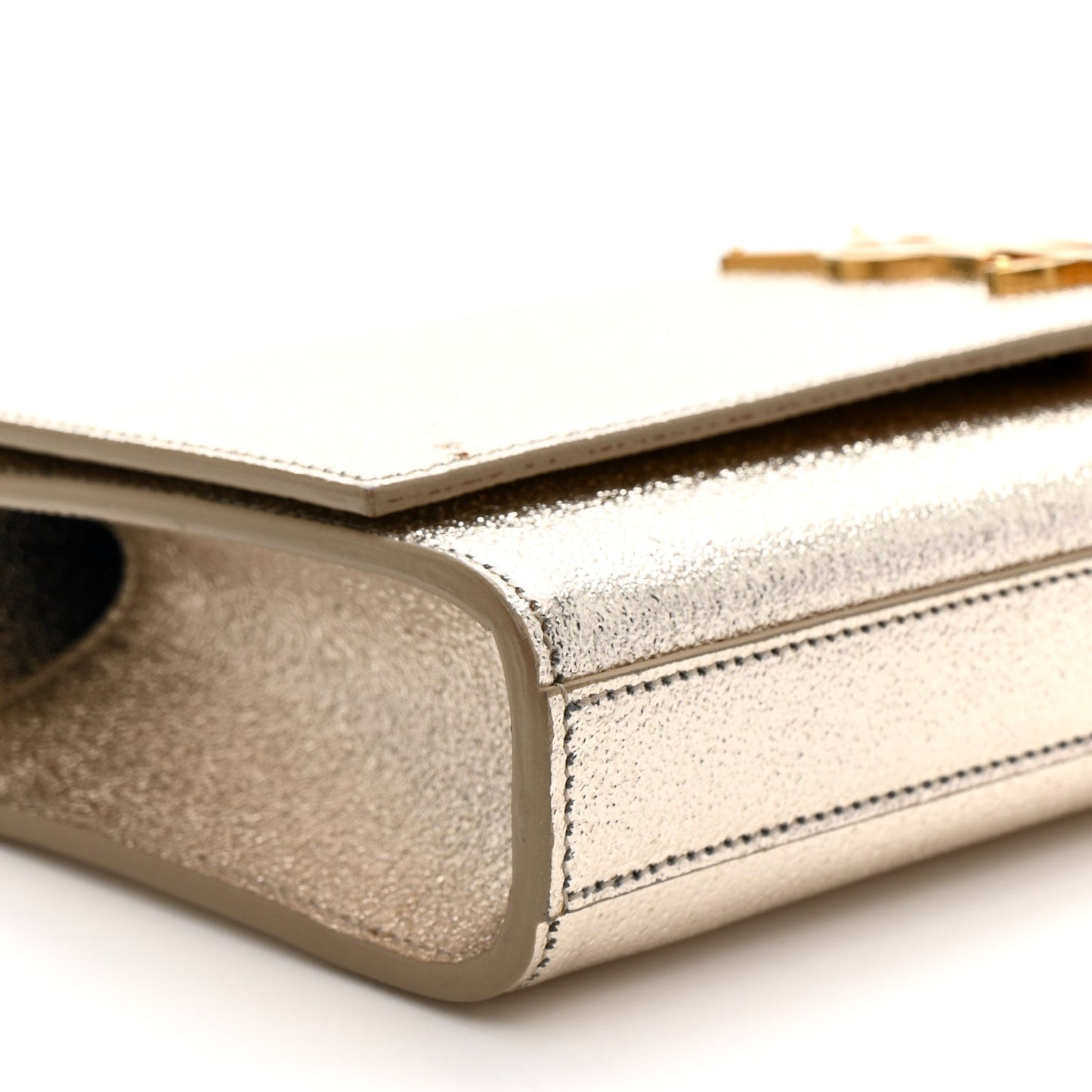 Metallic Textured Calfskin Classic Monogram Cassandre Clutch Pale Gold