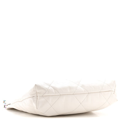Shiny Calfskin Quilted Small Rainbow Chanel 22 White