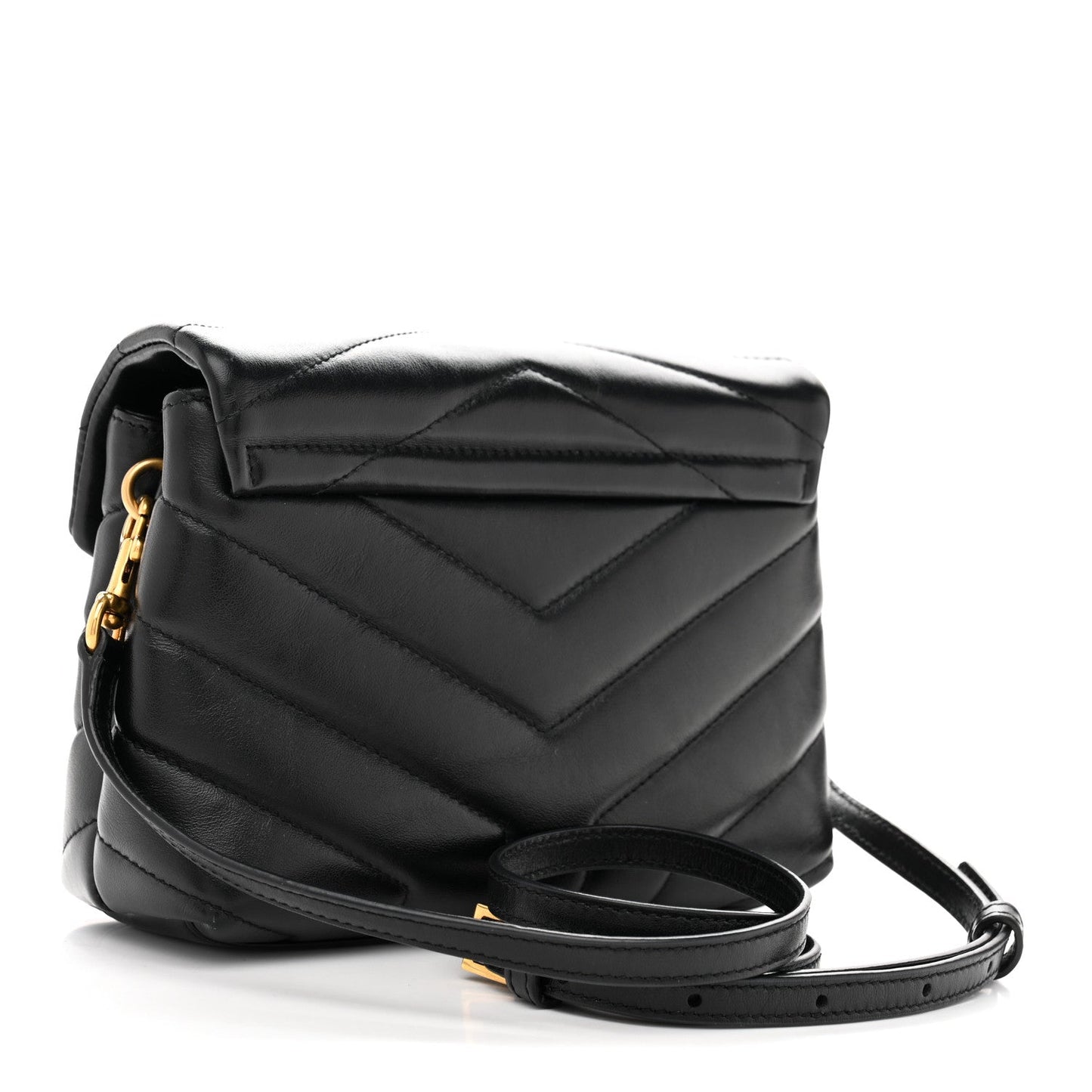 Calfskin Y Quilted Monogram Toy Loulou Crossbody Bag Black