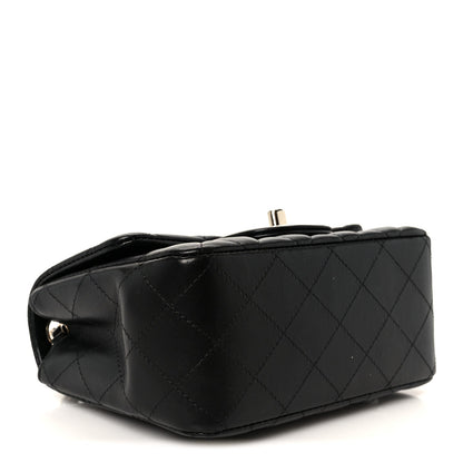 Lambskin Quilted Mini Square Flap Black