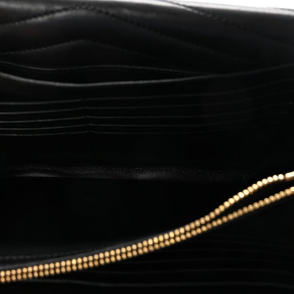 Lambskin Matelasse Chevron Monogram Sulpice Chain Wallet Black