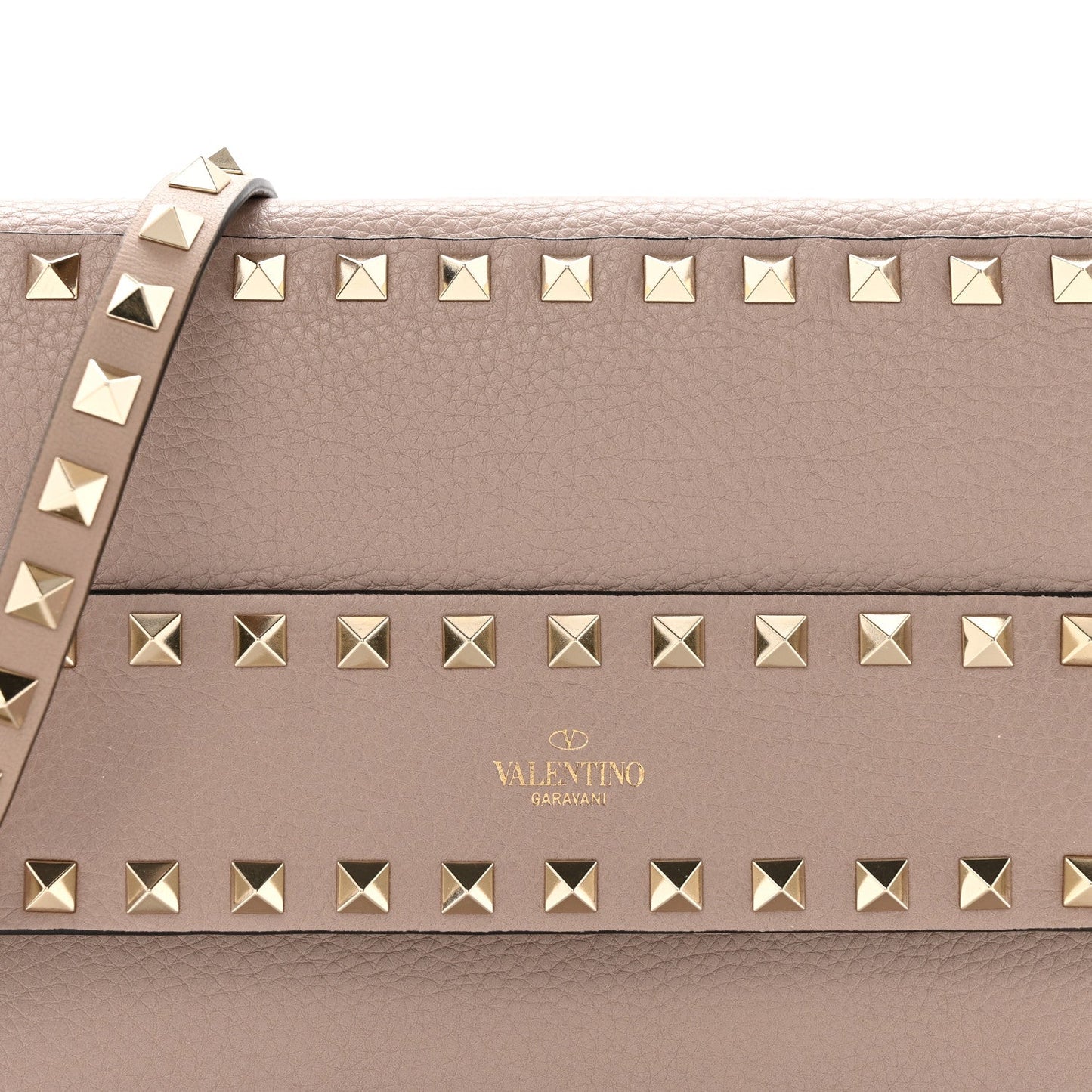 Grained Calfskin Small Rockstud Flap Crossbody Bag Poudre