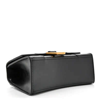 Shiny Box Calfskin Hourglass Top Handle Bag XS Black