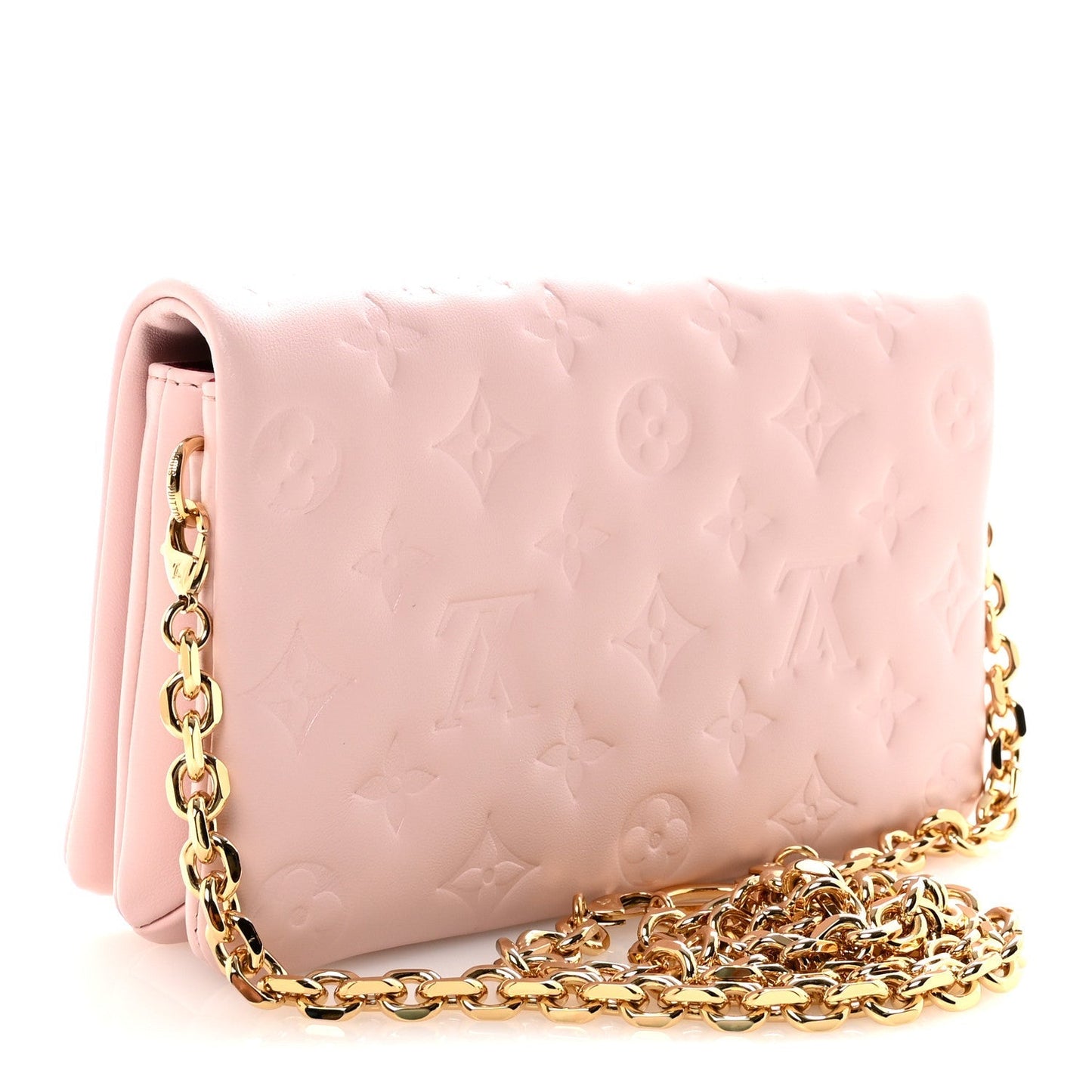 Lambskin Embossed Monogram Pochette Coussin Rose