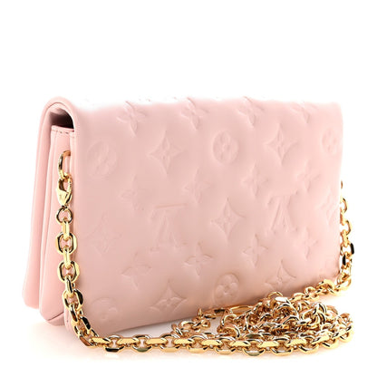 Lambskin Embossed Monogram Pochette Coussin Rose