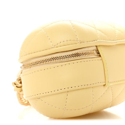Lambskin Quilted CC Bubble Vanity Case With Chain Light Yellow
