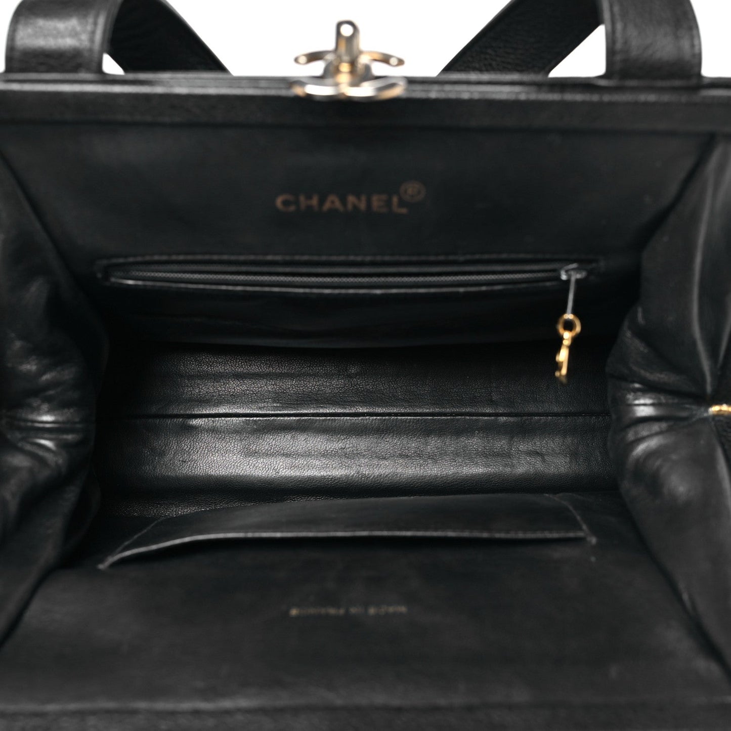 Caviar Quilted Frame Shoulder Bag Black