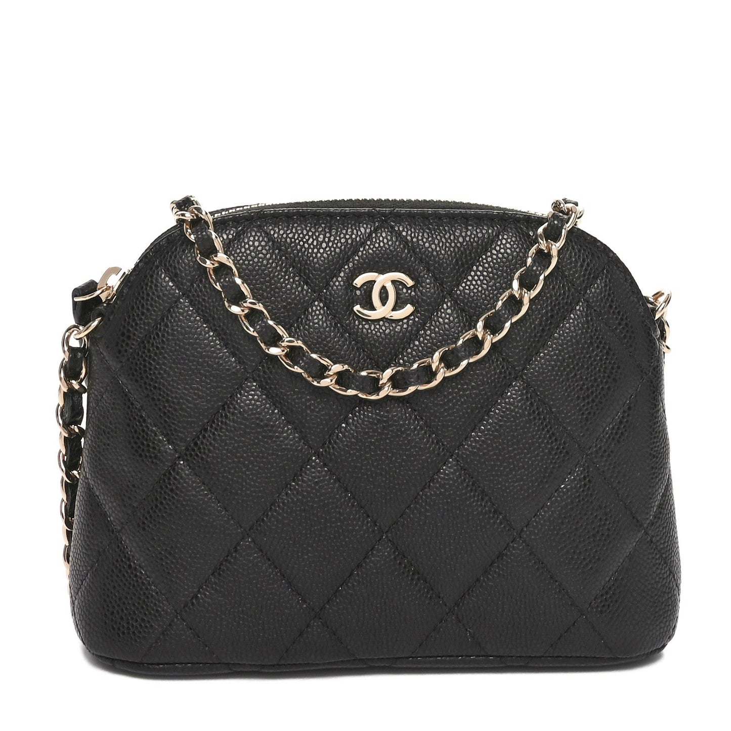 Caviar Quilted Classic Clutch With Chain Black
