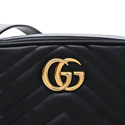 Calfskin Matelasse Mini GG Marmont Chain Shoulder Bag Black