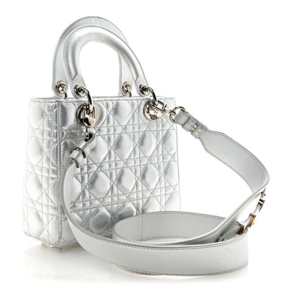 Iridescent Metallic Lambskin Cannage Small My ABCDior Lady Dior Silver