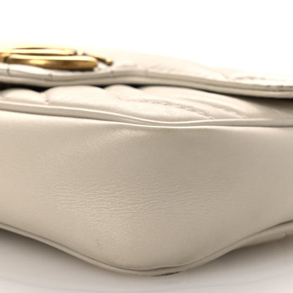 Calfskin Matelasse Super Mini GG Marmont Shoulder Bag White