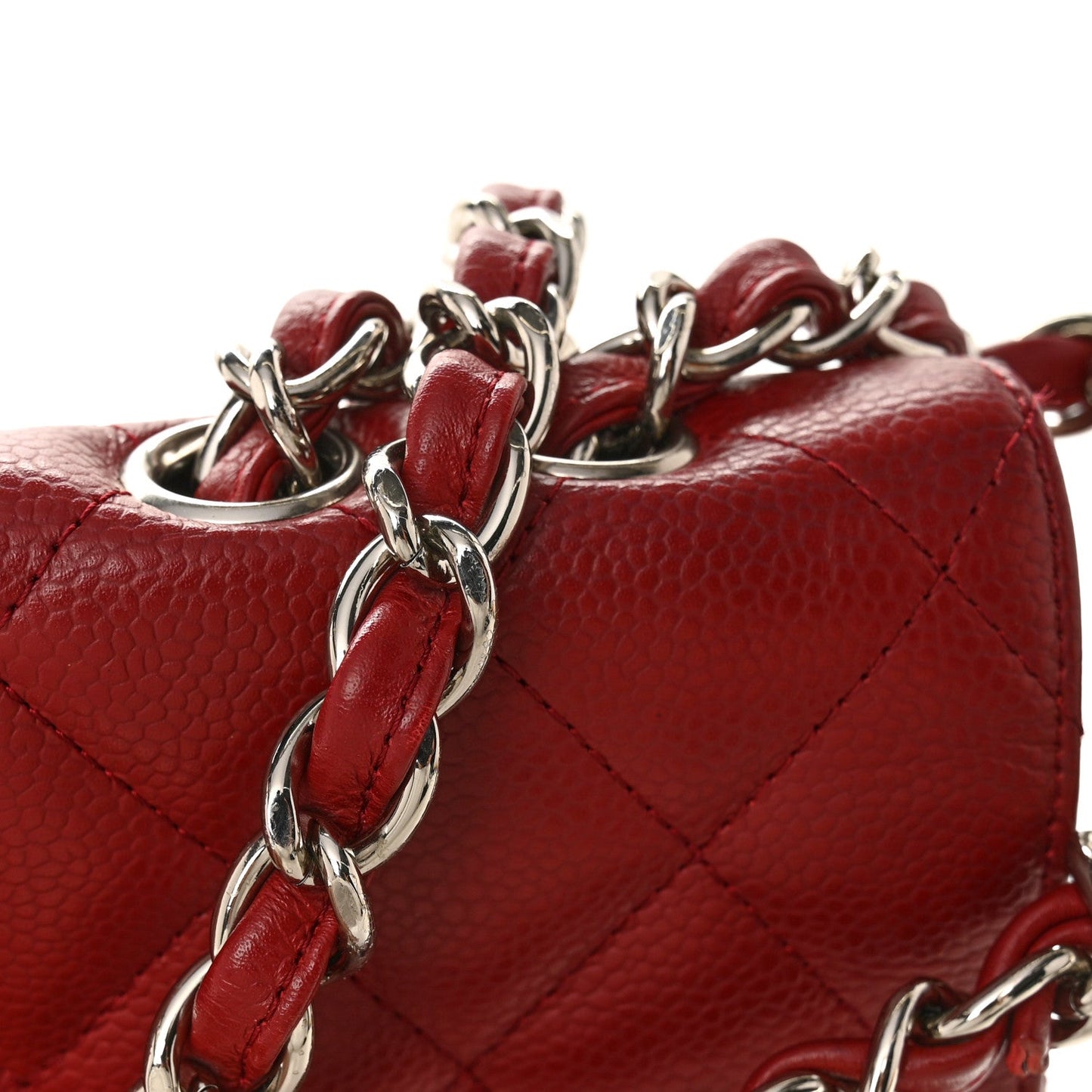 Caviar Quilted Jumbo Single Flap Dark Red