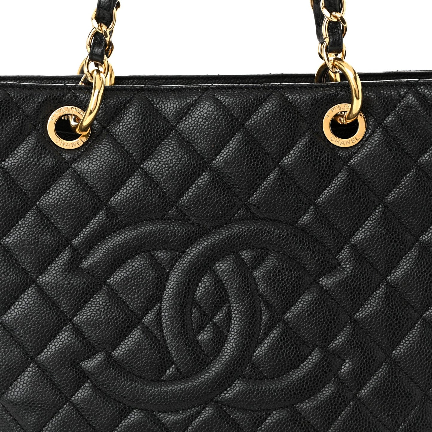 Caviar Quilted Grand Shopping Tote GST Black