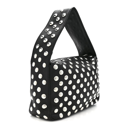 Pebbled Sport Calfskin Studded Elena Black