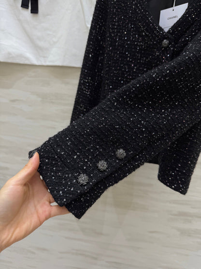 CC 26s Jacket Black Sparkling Sequined Tweed 352318