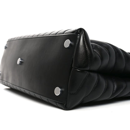Calfskin Y Quilted Monogram Large Loulou Chain Satchel Black