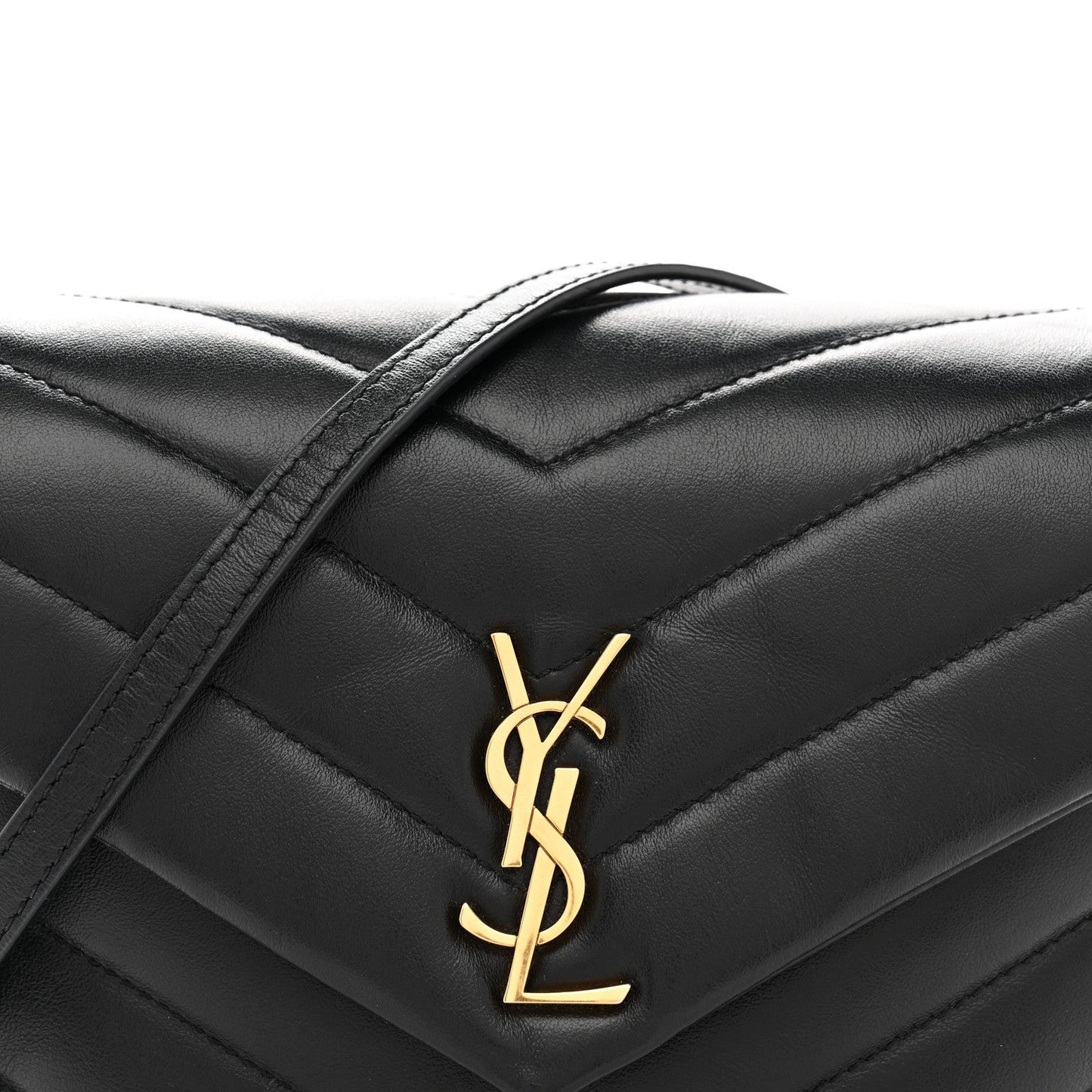 Calfskin Y Quilted Monogram Toy Loulou Crossbody Bag Black