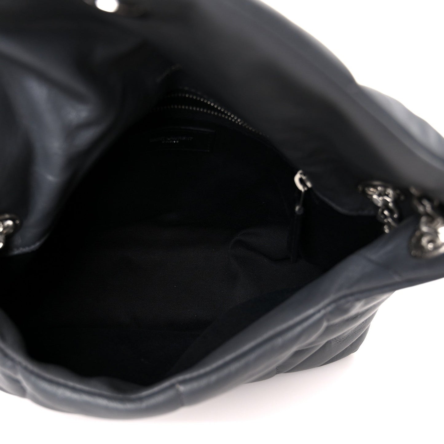 Lambskin Quilted Small Loulou Puffer Monogram Chain Satchel Storm