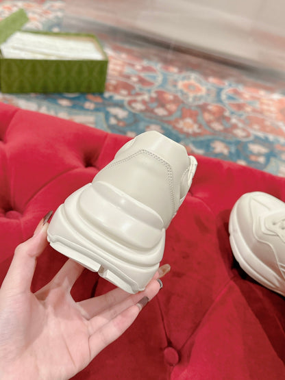 GG RHYTON LOGO TRAINER WHITE CALFSKIN
