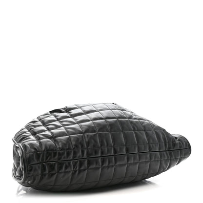 Calfskin Quilted Large Deco Tote Bag Black