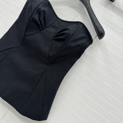 Prada 25 Cat Ear Tube Top Vest Black Cotton