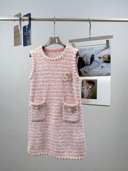 CC Tweed Sleeveless Dress Pink Polyester 251310