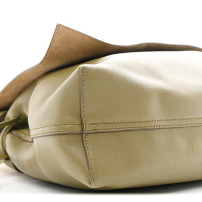 Shiny Supple Calfskin Flamenco Satchel Olive