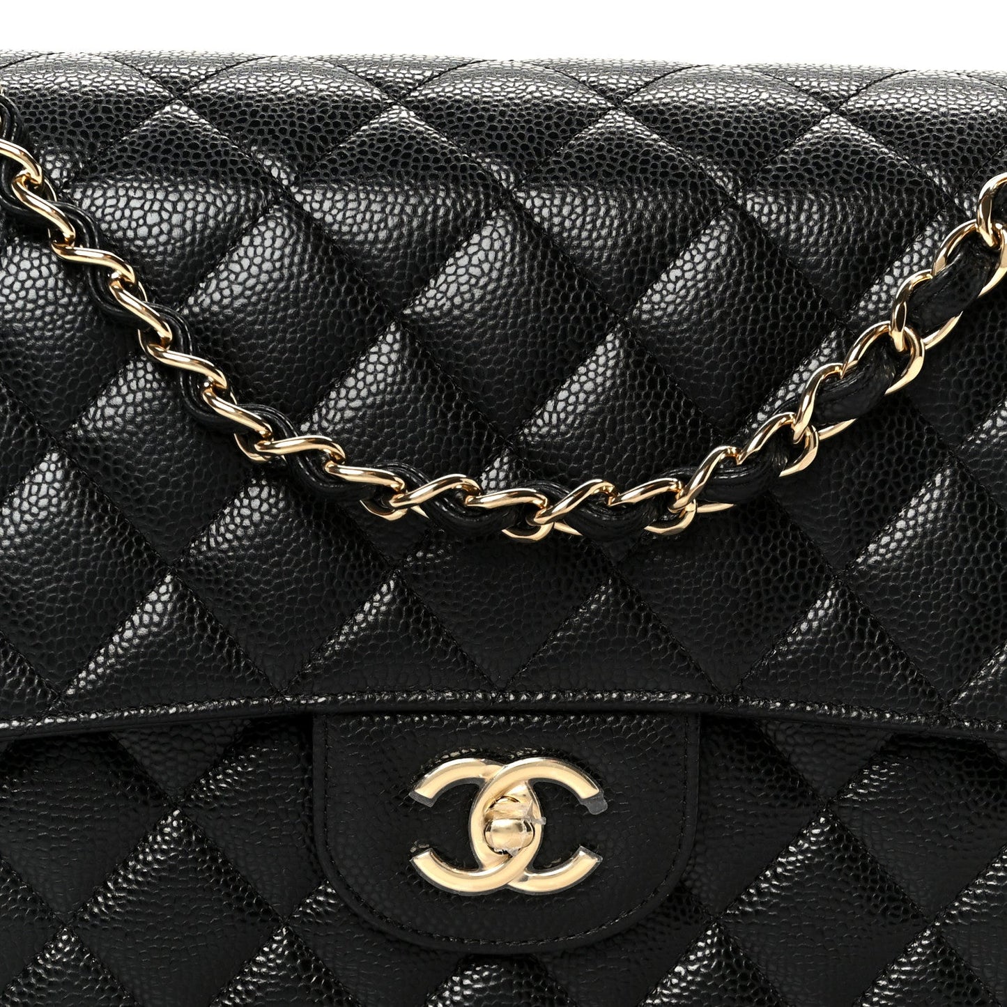Caviar Quilted Jumbo Double Flap Black