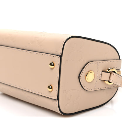 Gilbert Calfskin Jumbo GG Embossed Super Mini Top Handle Bowler Bag Beige