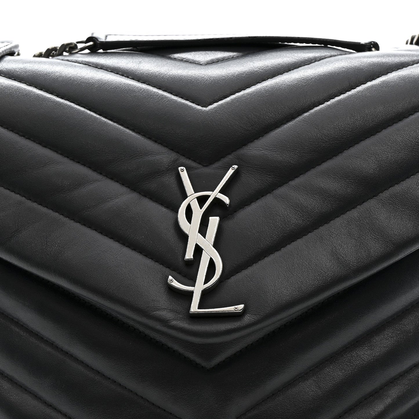 Calfskin Y Quilted Monogram Medium Loulou Chain Satchel Storm