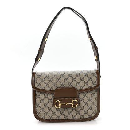 GG Supreme Monogram Horsebit 1955 Shoulder Bag Beige Brown Sugar