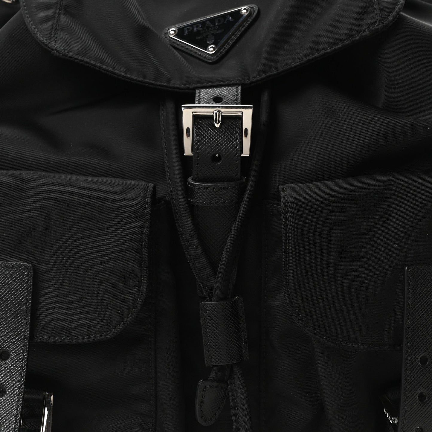 Tessuto Nylon Saffiano Medium Backpack Black