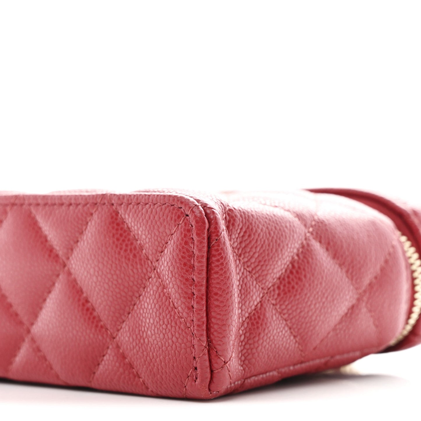 Caviar Quilted Top Handle Slim Vanity With Chain Red