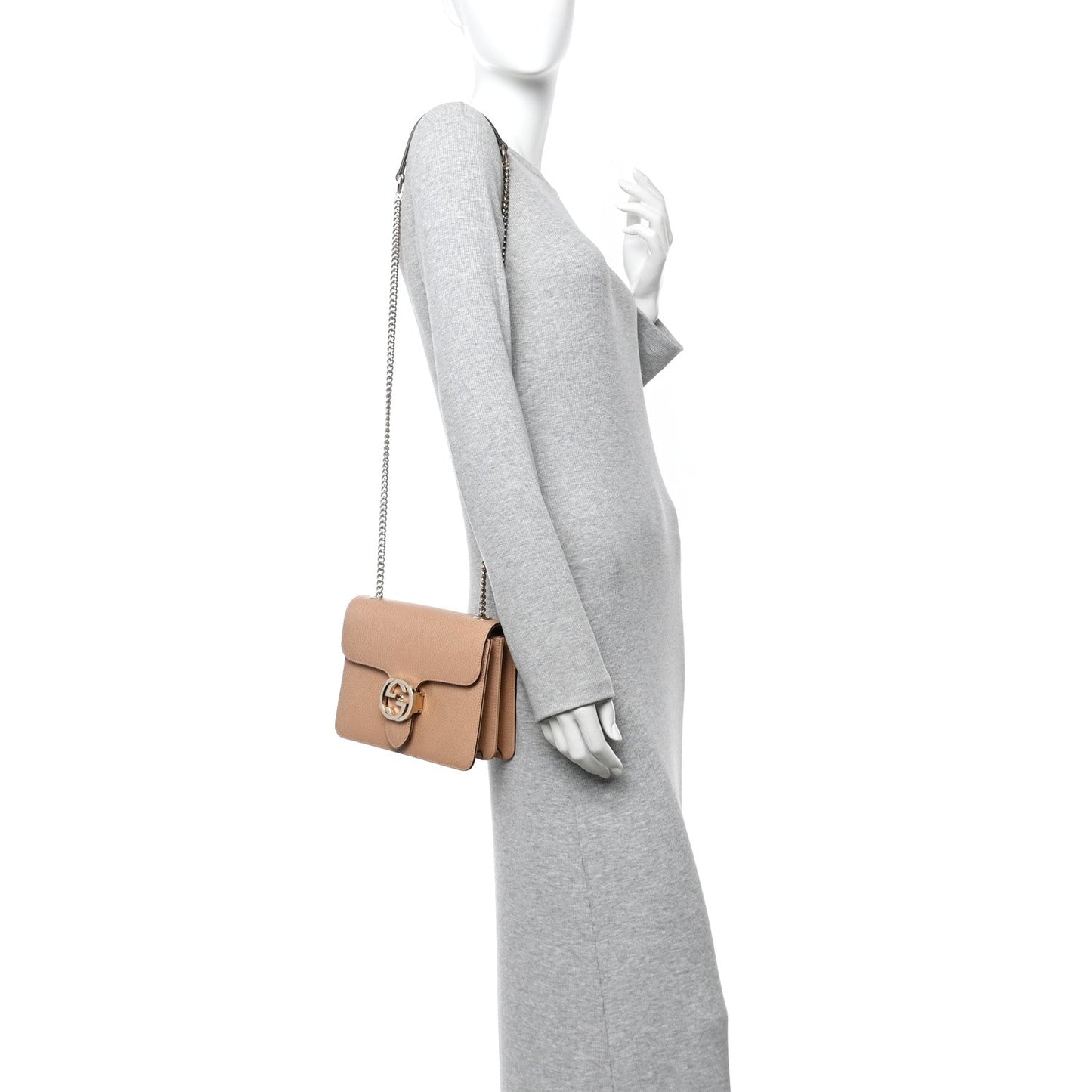 Dollar Calfskin Small Interlocking G Shoulder Bag Camelia