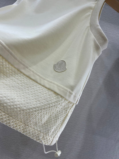 Moncle 25 Mest Vest High Waist Skirt Set Cream Cotton 248978