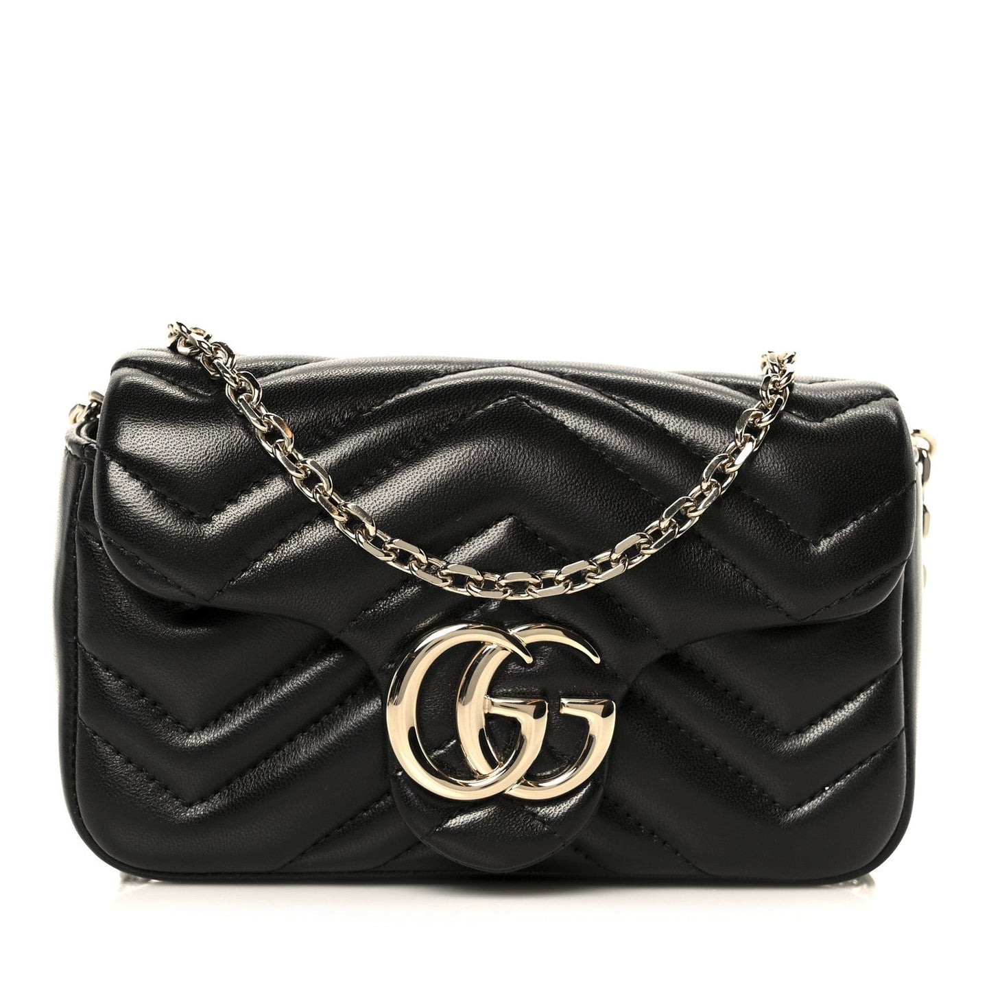Lambskin Matelasse Mini GG Marmont Shoulder Bag Black