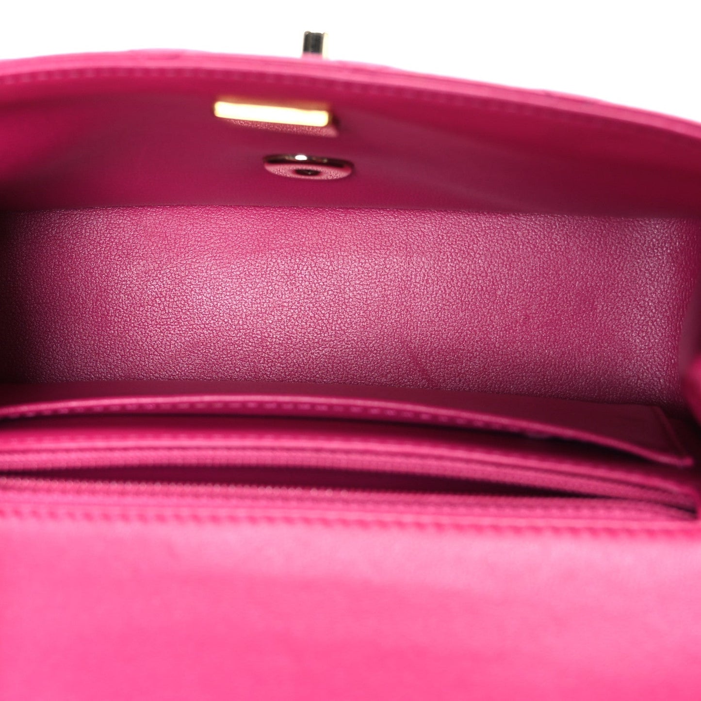 Lambskin Quilted Mini Crystal Top Handle Rectangular Flap Dark Pink