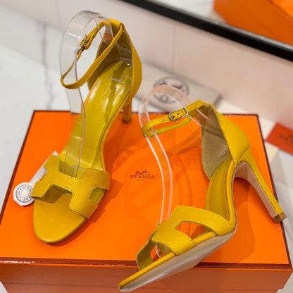 HM Joy Heeled Sandals Yellow Cowhide 294899