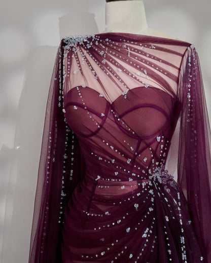 formaldressy-Black/Wine Red/Light Brown Exquisite Beaded Sweetheart Collar Long Tulle Prom Dress Evening Dress Party Dress gh5386