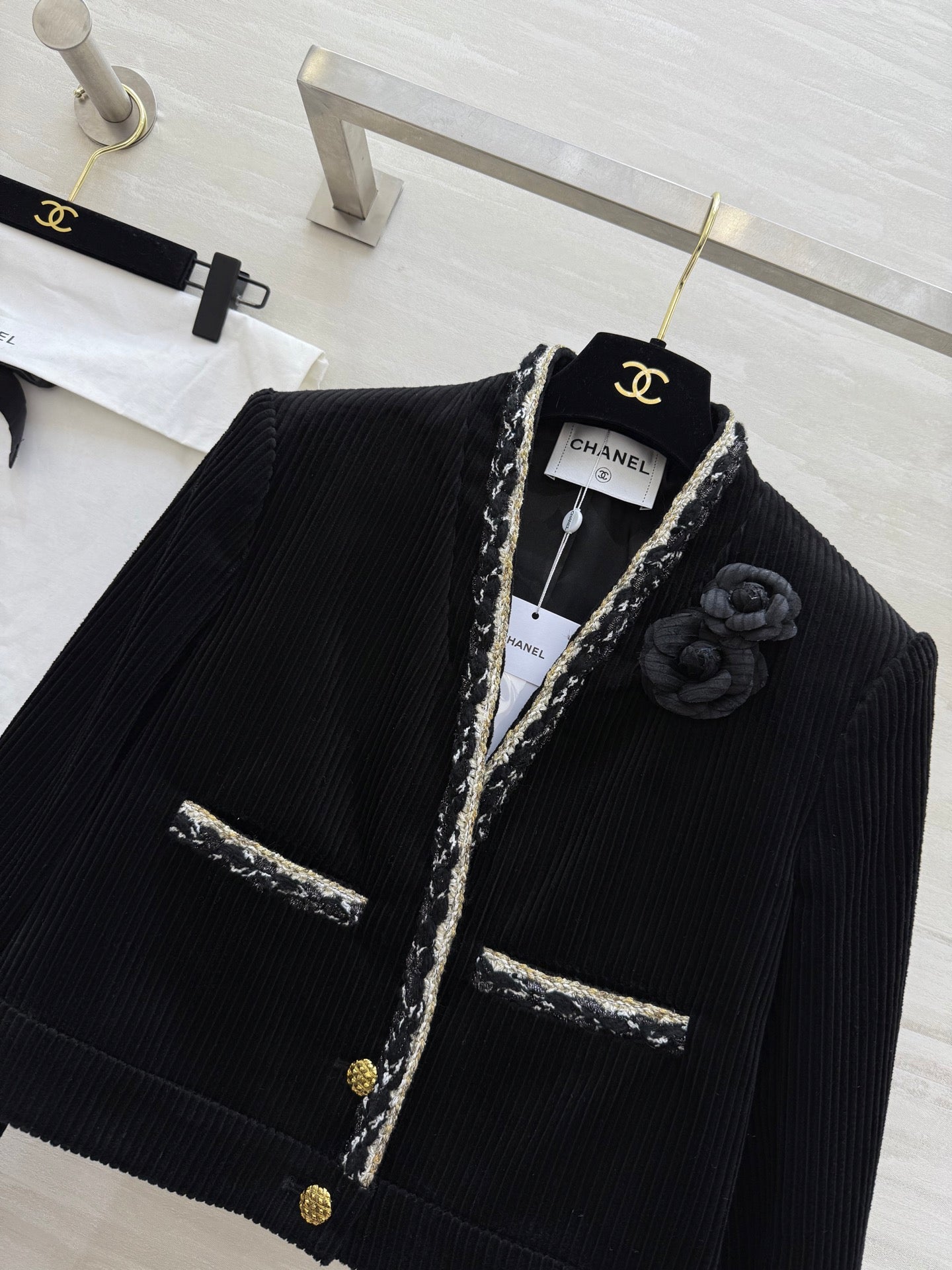 CC FW 25/26 Corduroy Jacket Black White Tweed 343352