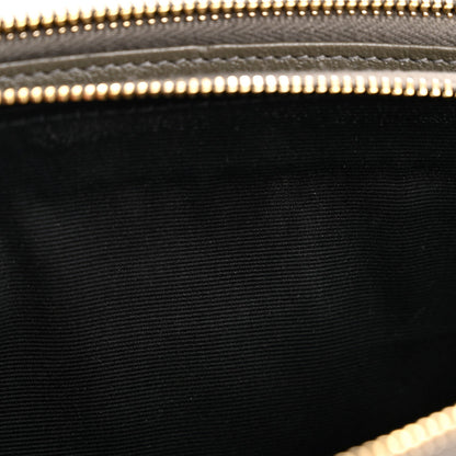 Grained Lambskin Quilted Mini Becky Double Zip Bag Taupe