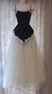 formaldressy--Black And White Retro Elegant Long Tulle Prom Dress gh5624