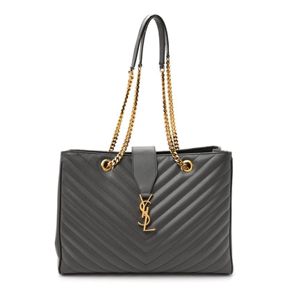 Grain De Poudre Matelasse Chevron Monogram Shopping Bag Fog
