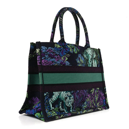 Canvas Embroidered Medium Toile de Jouy Voyage Book Tote Blue Multicolor