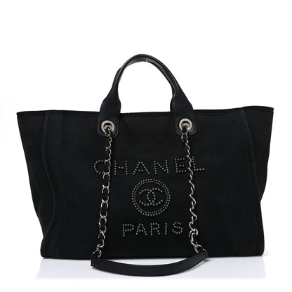Canvas Pearl Medium Deauville Tote Black